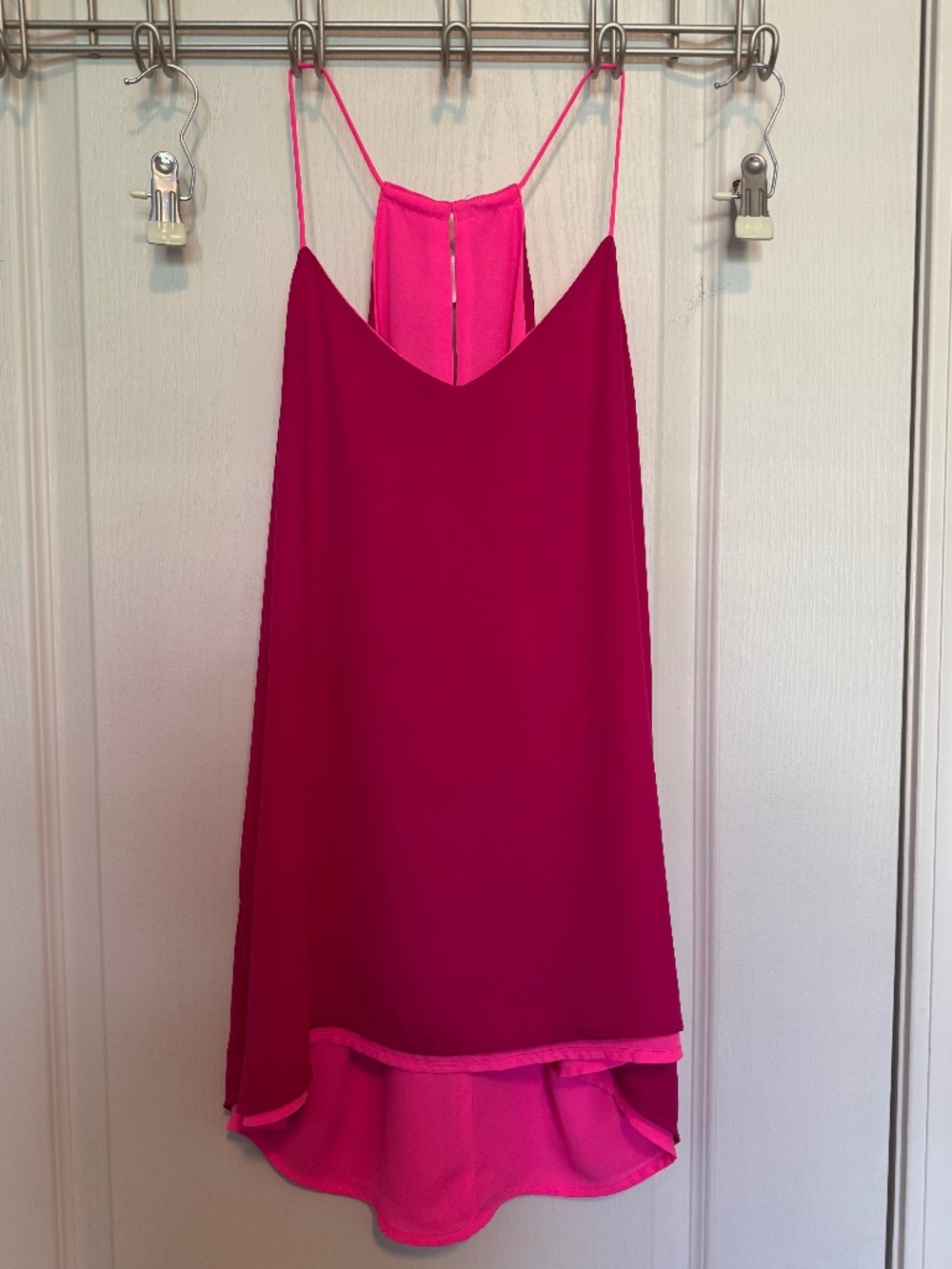 Express Barcelona Cami Colorblock Halter High-Low Tank Top Pink / Magenta S